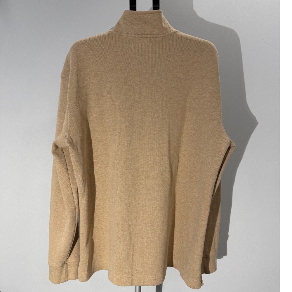 Tommy Hilfiger Mens Tan Ribbed Quarter Zip Pullover Shirt XXL - Picture 2 of 7